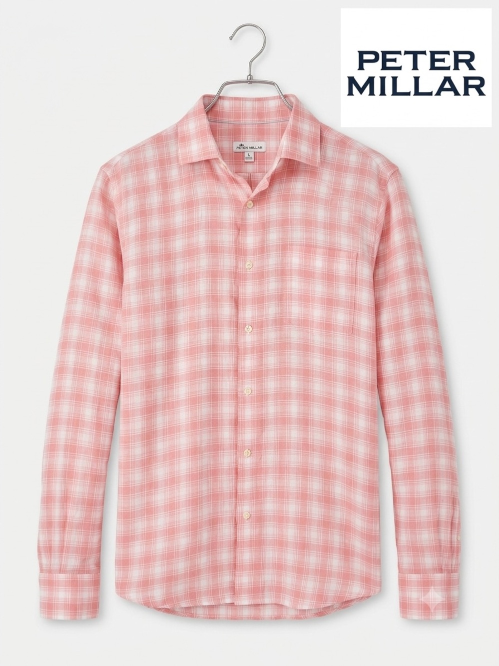 Peter Millar Lovells Island 100% Cotton Sport Shirt Size L